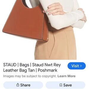 STAUD Rey Structured Tote in Warm Tan & Chestnut